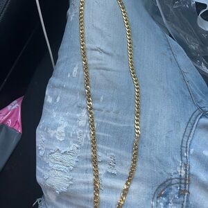 Goldsign Men’s Gold Tone Cuban Link Chain an bracelet set very